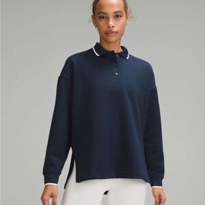 lulu textured long sleeve polo shirt